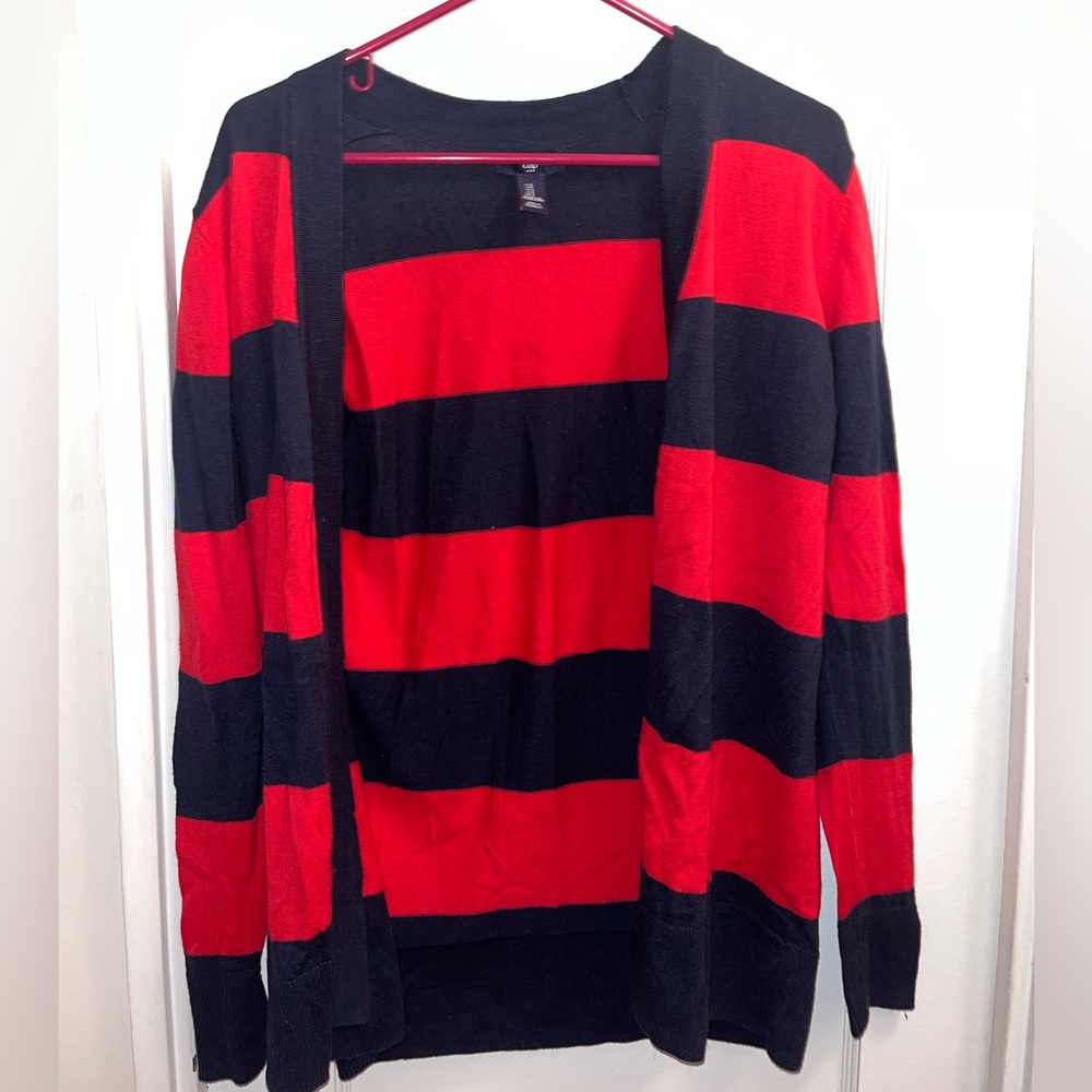 Gap Navy Red Striped Cardigan